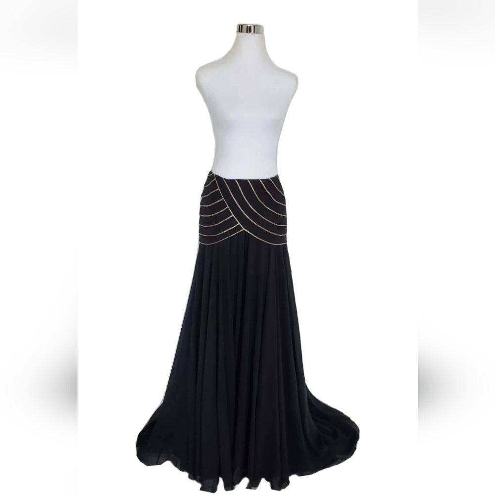Ralph Lauren Collection Purple Label Skirt Silk Black Gold Asymmetrical 6 Small